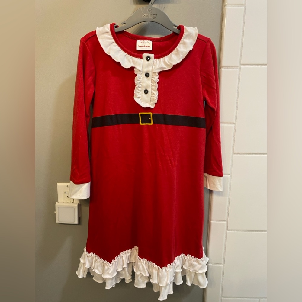Hanna Andersson Red and White Santa Nightgown / Size 120 cm (6-7) / GUC